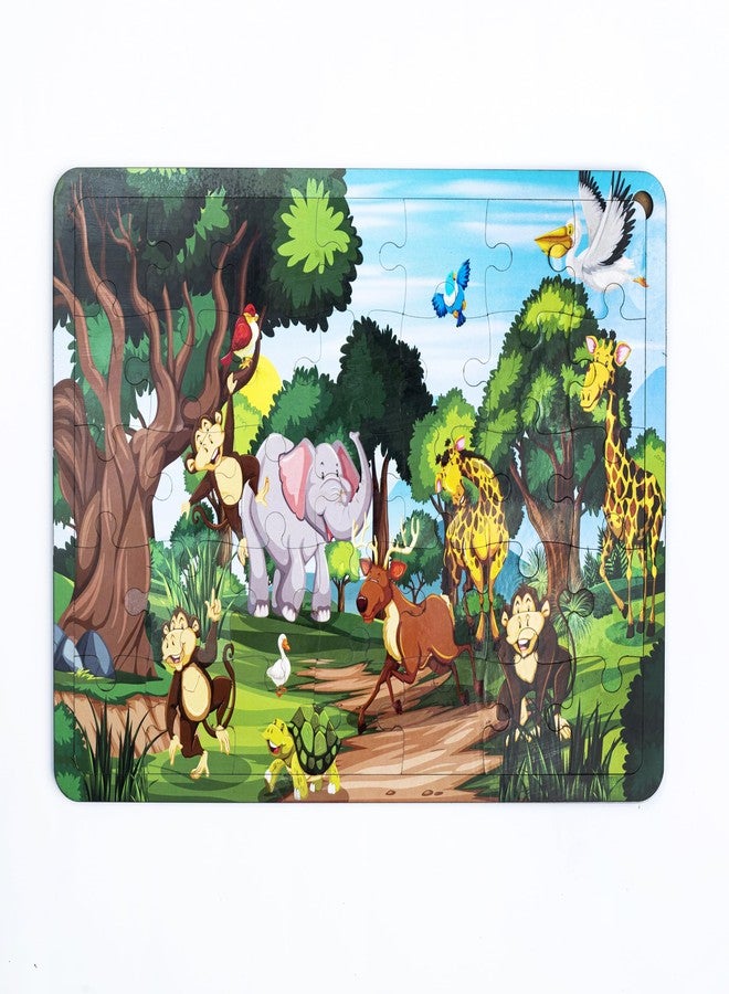 CRAFTICK 2 in 1 Aquariam and Jungle Animlas Wooden Jigsaw Puzzle for Kids-Set of 2 | 35-Piece Puzzles | Educational Toy for Cognitive Development | Puzzle for Motor Skills | Ages 3 and Up - Image 3